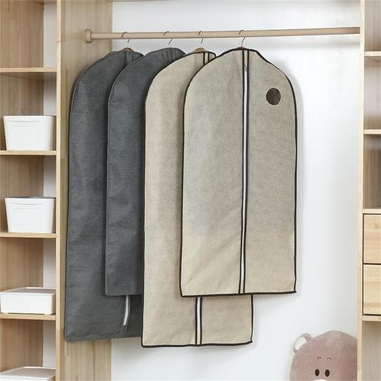 Good Suit Hanging Cover Zipper Closure Garment Dress Bag Closet Storage Pouch beige