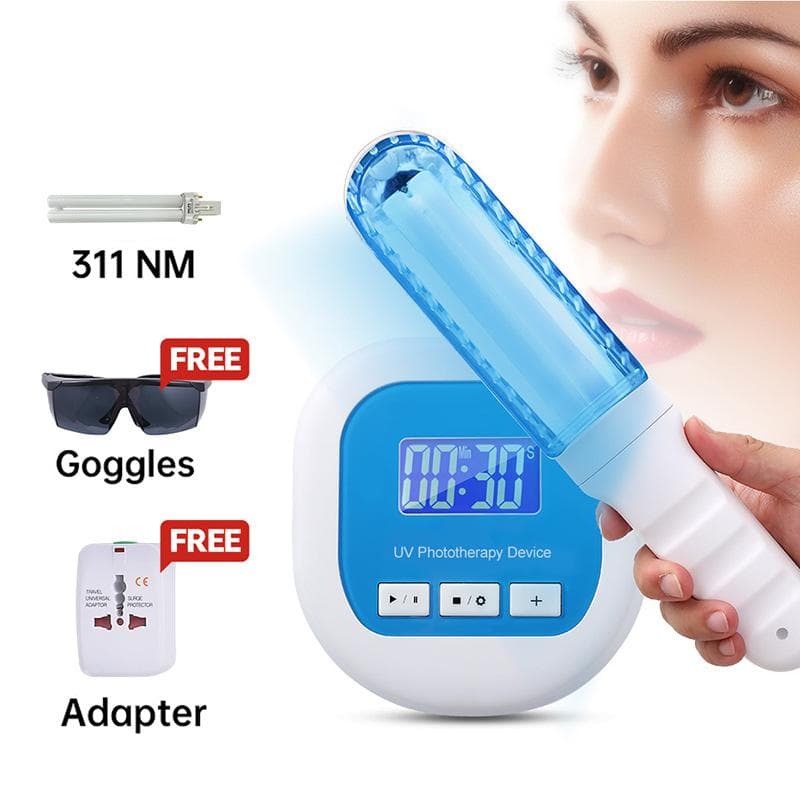 Portable UVB Phototherapy Sterilizer Instrument 311nm Ultraviolet Disinfect Treatment UV Light Lamb For Body Hand Legs Household white