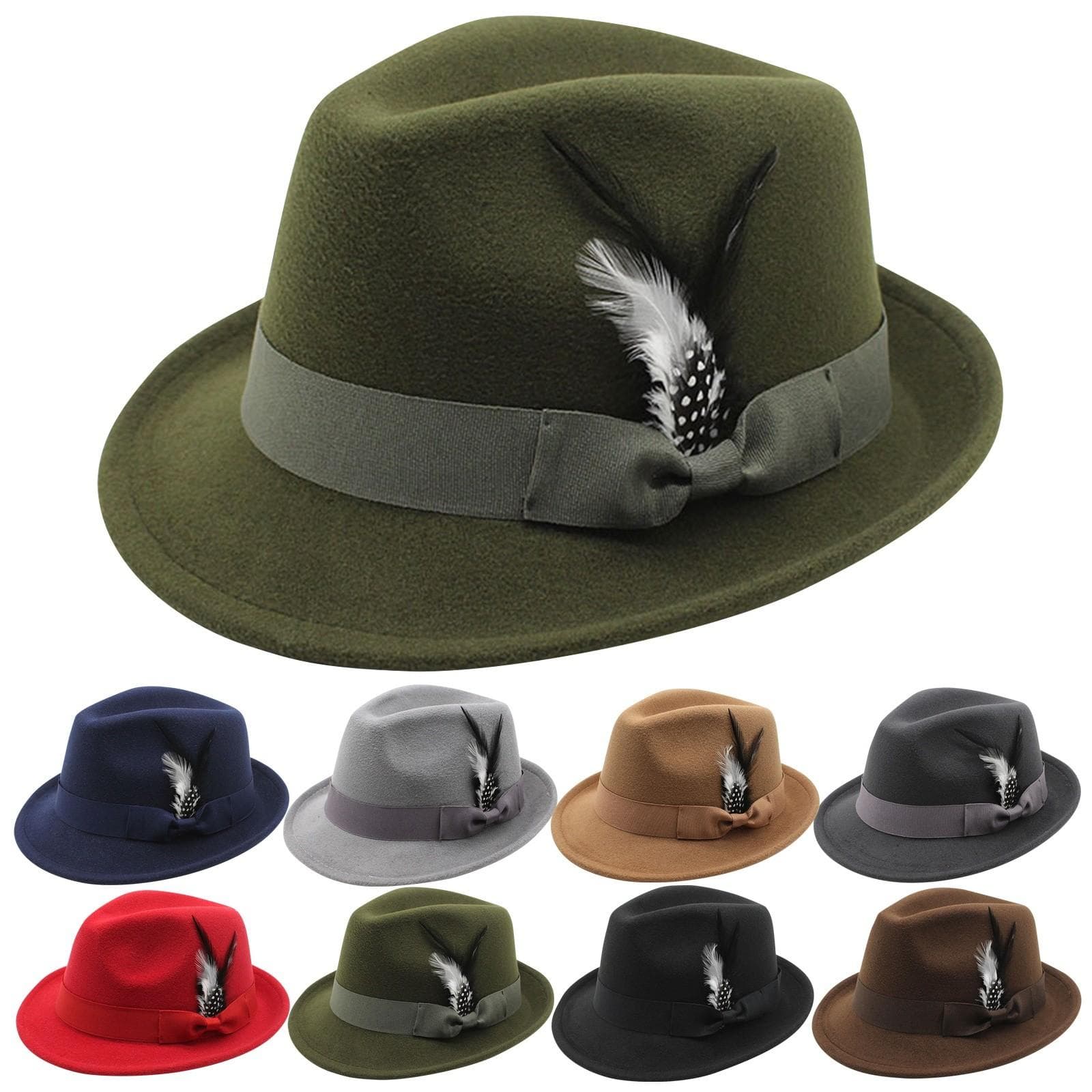 Men'S Top Hat, Feather Felts Hat, Men'S Jazz European And American Soft Woolen Hat cm