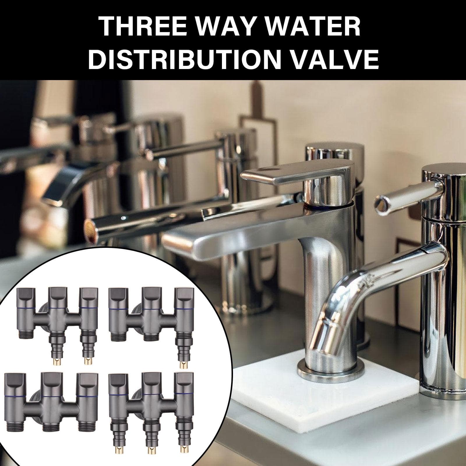 Versatile 3 Way Water Distributor Valves Steel Water Diverter Valves for Efficient Homes & Office Plumbing Solution