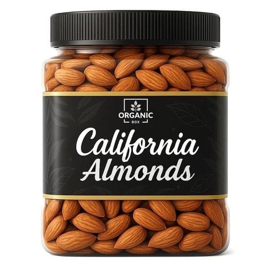 Organic Box 100% Natural and Premium California Almonds | Quality Badam Giri | Bold Size | Real Nuts | Whole Natural Dry Fruits (500 Gram)