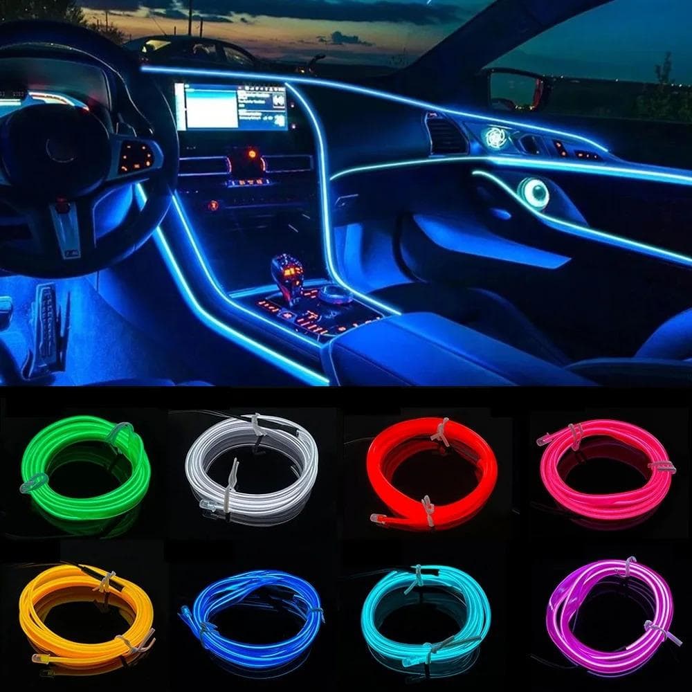 Car Environment El Wire 1-5M LED Flexible Neon Interior Lights Assembly RGB Light For Automotive Decoration Lighting Accessories pink