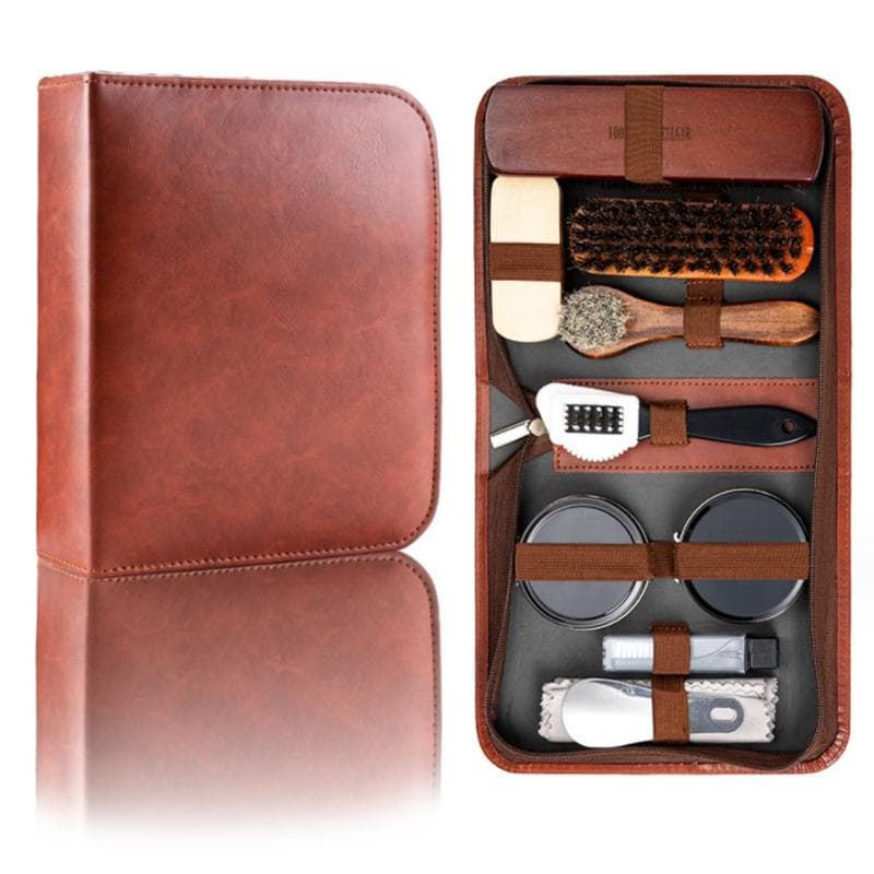 Horsehair Shoe Brush Set Leather Care Cleaning Polishing Tools Cleaner Shoehorn White Shoes Maintenance Kit Soft Wood Washing