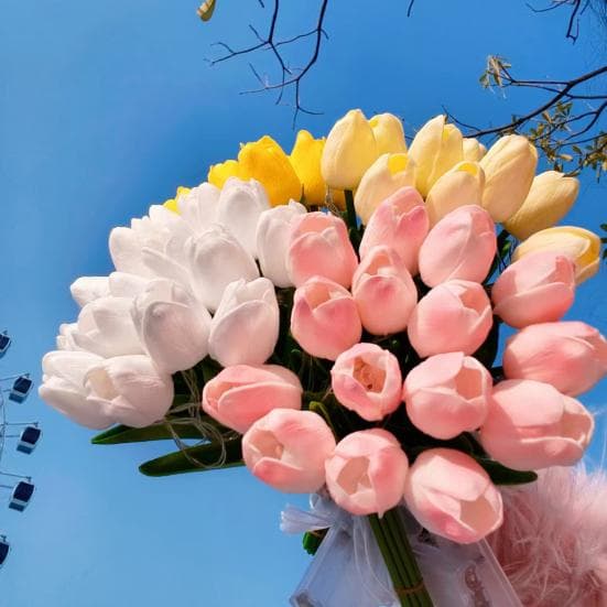LED Lighted Artificial Tulips Night Light Adjustable Stems Realistic PU Tulip Bouquet with Warm Soft Glow Elegant Floral Nightlight for Home Decor