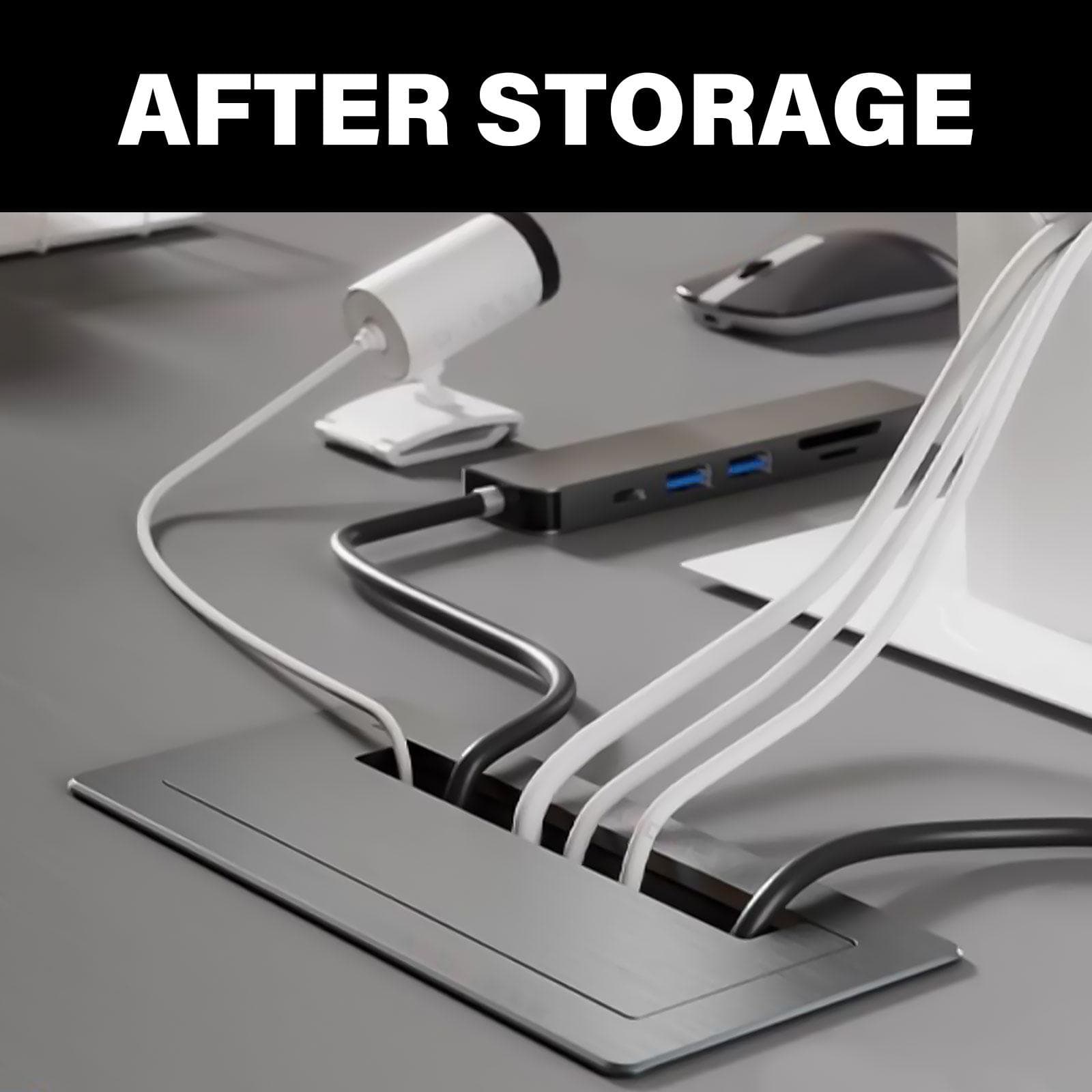 Aluminum Desk Cable Management Grommets with Brush Homes Office Cord Organizer Inserts Rectangle Cable Hole Covers