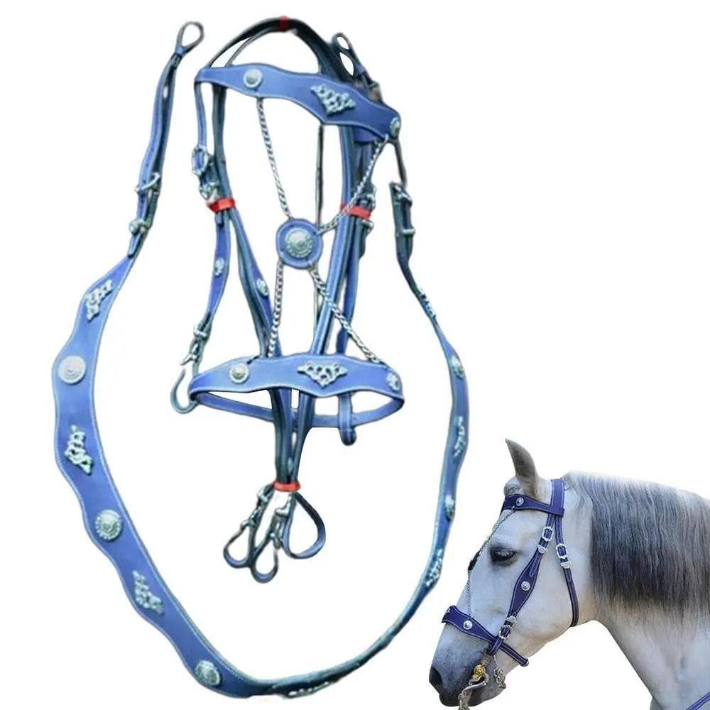 Metal Buckle Horse Rein Headstall PU Leather Unfettered Riding Horse Bridle  Equestrian Gear black