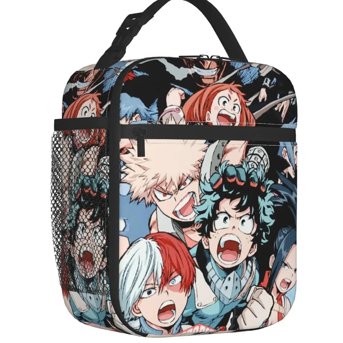 My Hero Academia Anime Manga Thermal Insulated Lunch Bags Women MHA All Might Portable Lunch Tote Picnic Multifunction Food Box dark grey