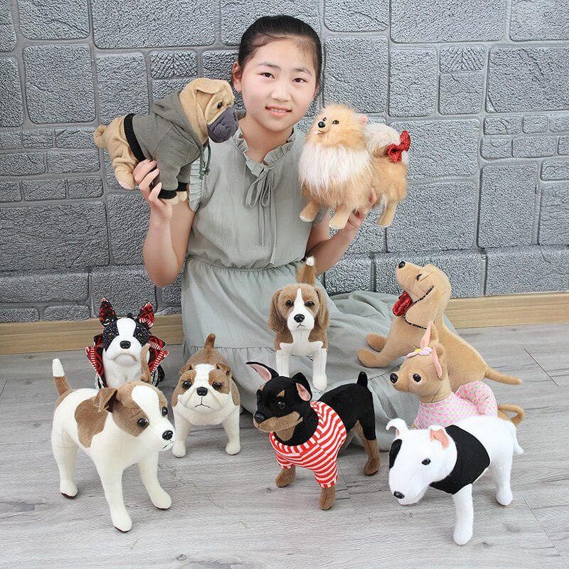 Simulation Lifelike Dog Plush Doll Chihuahua Bulldog Shar Pei Pet Dog Kids Baby Birthday Present Soft Stuffed Plush Toy