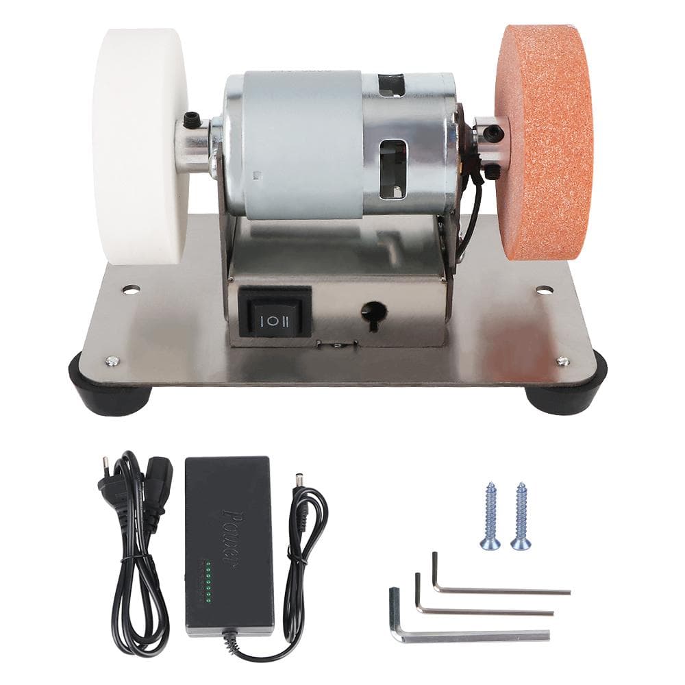 Electric Grinding Wheel Grindig Stone Grinder Motor Micro Coarse and Fine Polishing Belt Sander Mini Double Grinder MachineArtifact Table