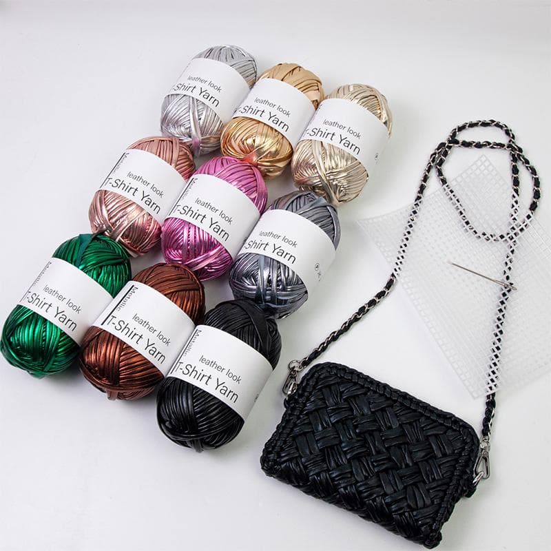 100g/Roll Shiny Yarn Ball Knitting Crocheting Metallic Cloth Fabric Yarn DIY Bag Shoes rose red