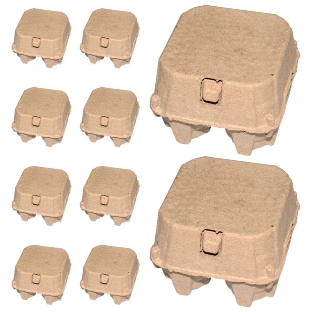 10Pcs Stackable Chicken Eggs Tray 4 Grids Empty Egg Storage Box Paper Pulp Egg Cartons  Restaurant