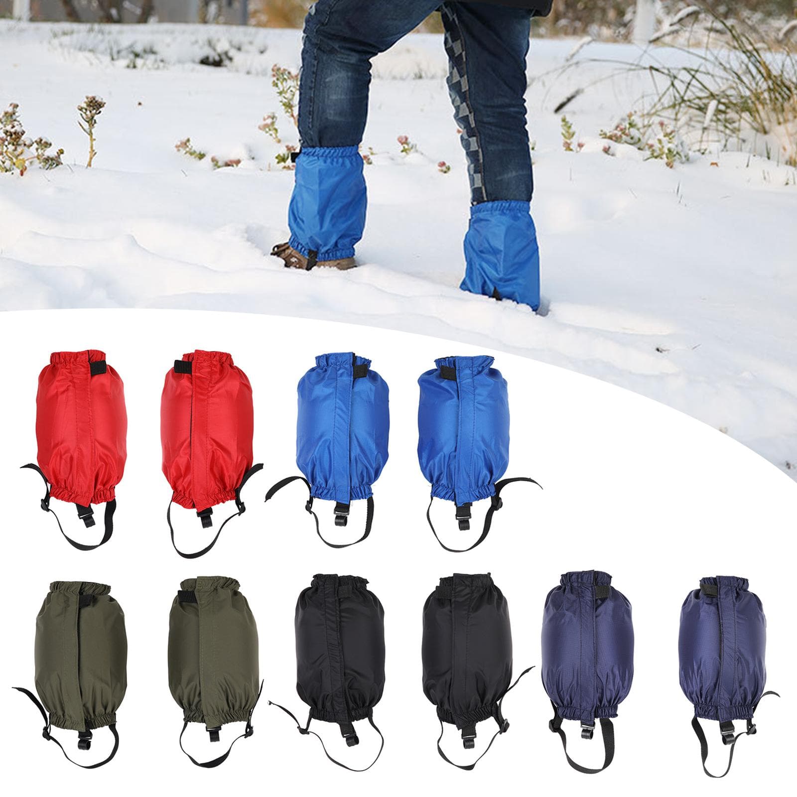 Trekking Feet Waterproof Leggings Hiking Ankle Gaiters Adjustable Leg Gaiters Leg Cover for Snowshoeing & Snow Skiing red