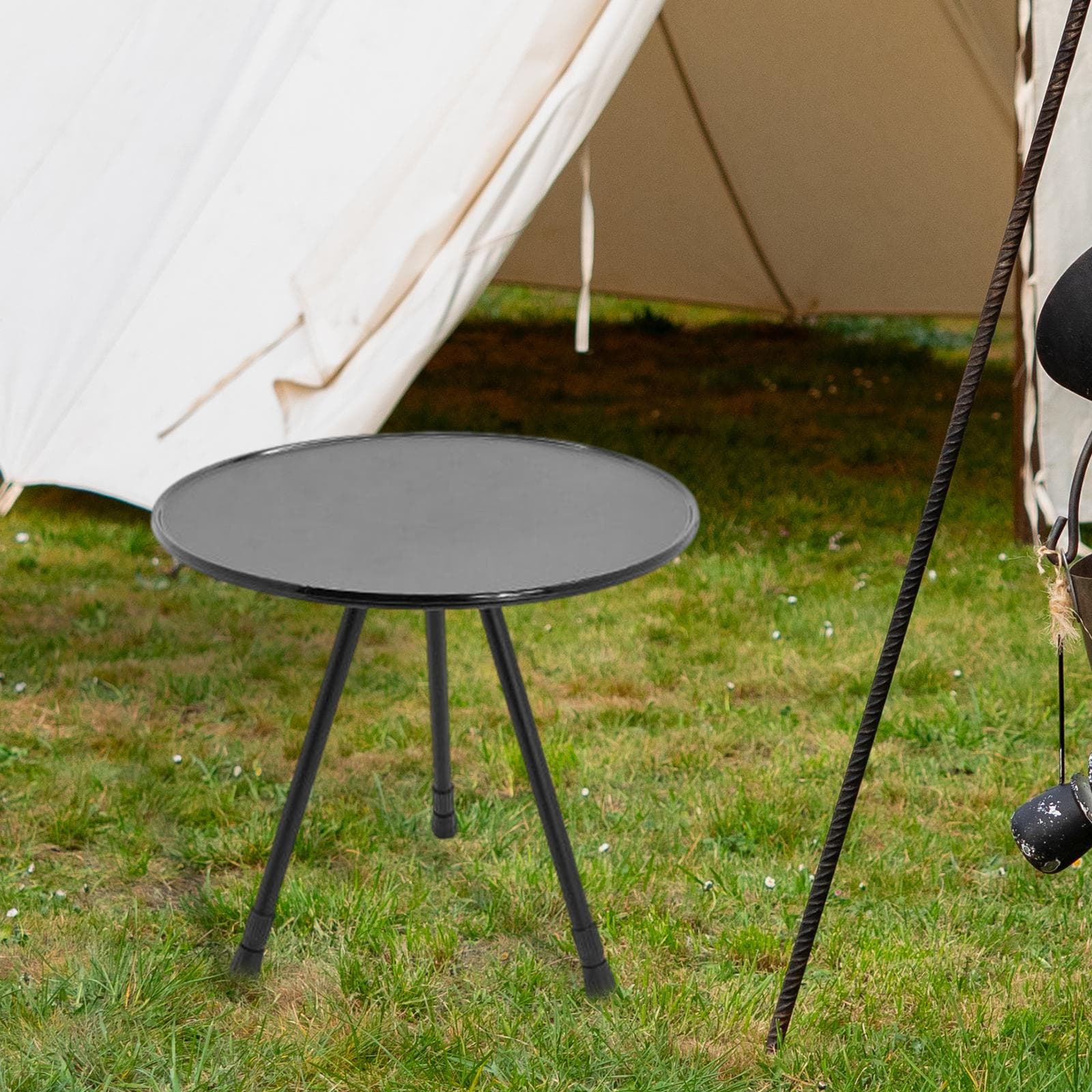 Portable Round Table Collapsible Height Adjustable Durable Furniture Three Legged Telescopic Lifting