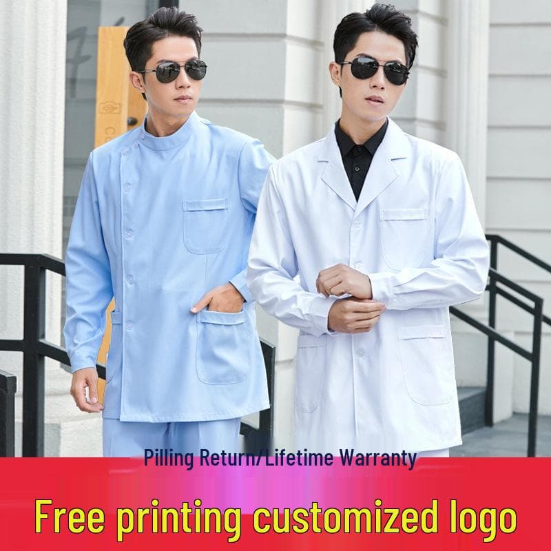 Men's Short Sleeve White Coat Medical Workwear Set for Doctors and Dentists cm