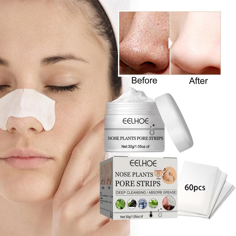 60pcs Pore Cleansing Strips Blackhead Remover with Blackhead Mask, Mild Cleansing & Purifying Nose Strips