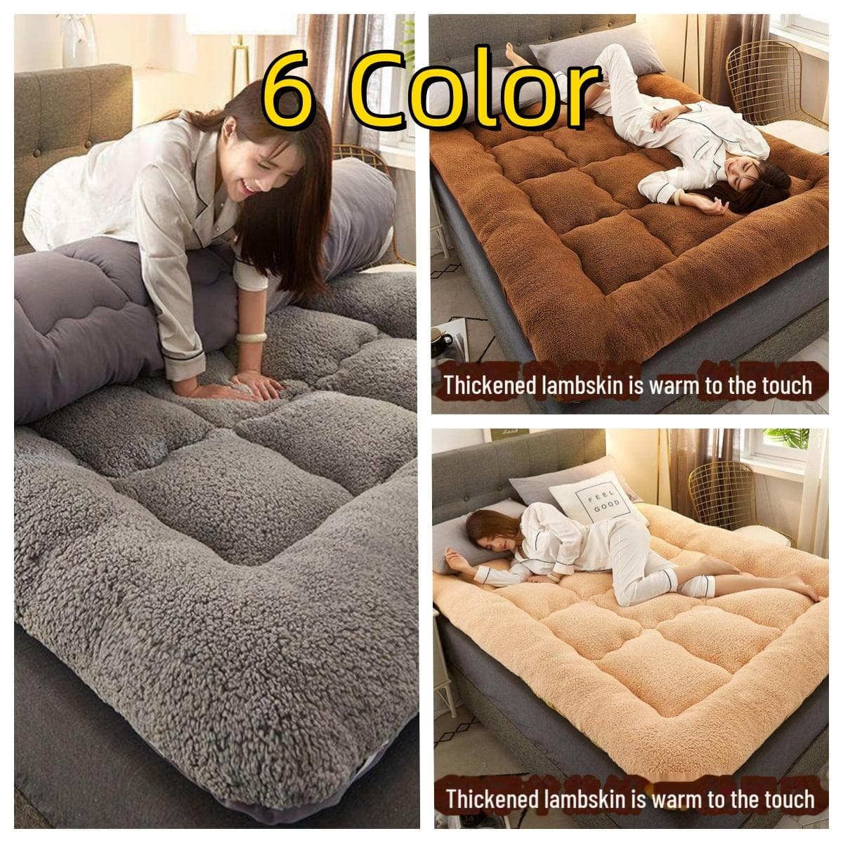 Thick Imitation Lambskin Mattress Cushion for Dormitory Bed New dark gray