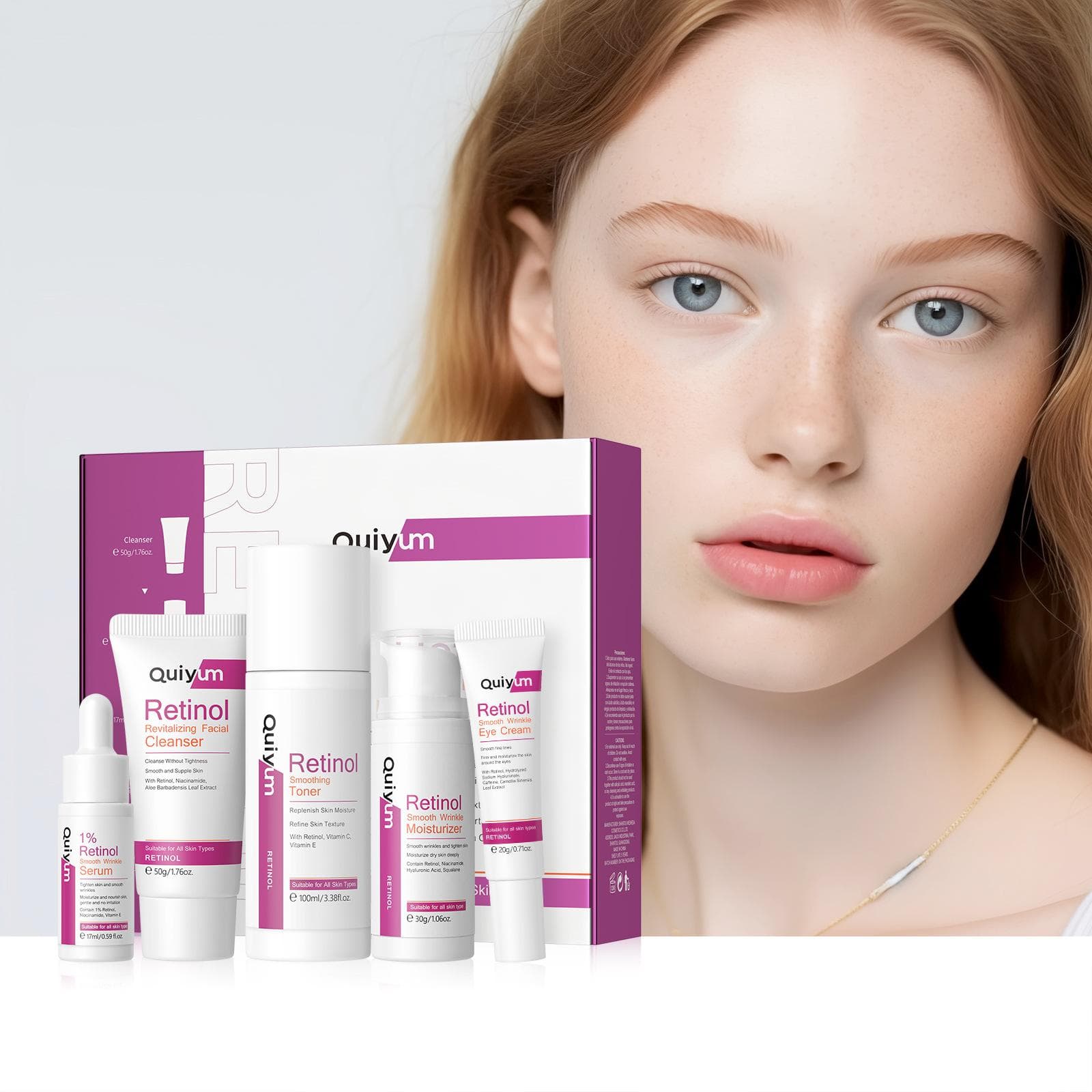 QUIYUM Retinol Face Care set 5 pcs Hydrating Moisturizing