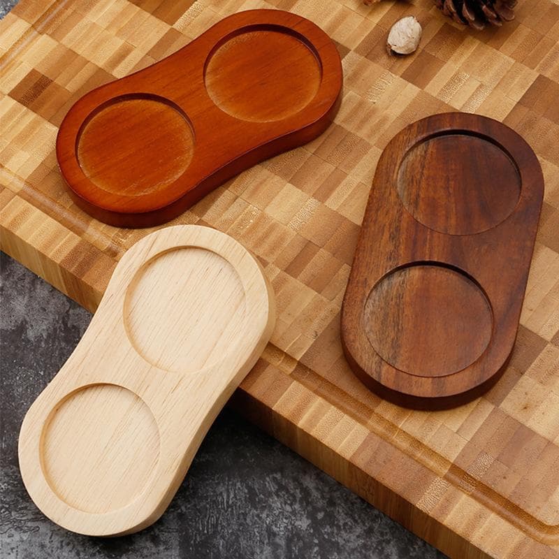 Wood Pepper Mill Tray Bamboo Salt Pepper Shaker Stand Tray 1/2 Hole Base Tea Tray Home Decor Seasoning Bottle Storage Holder