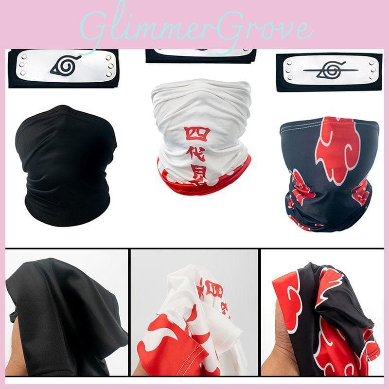 Kakashi Naruto Akatsuki Red Cloud Mask Cosplay Costume Props Headband Wear Head cm