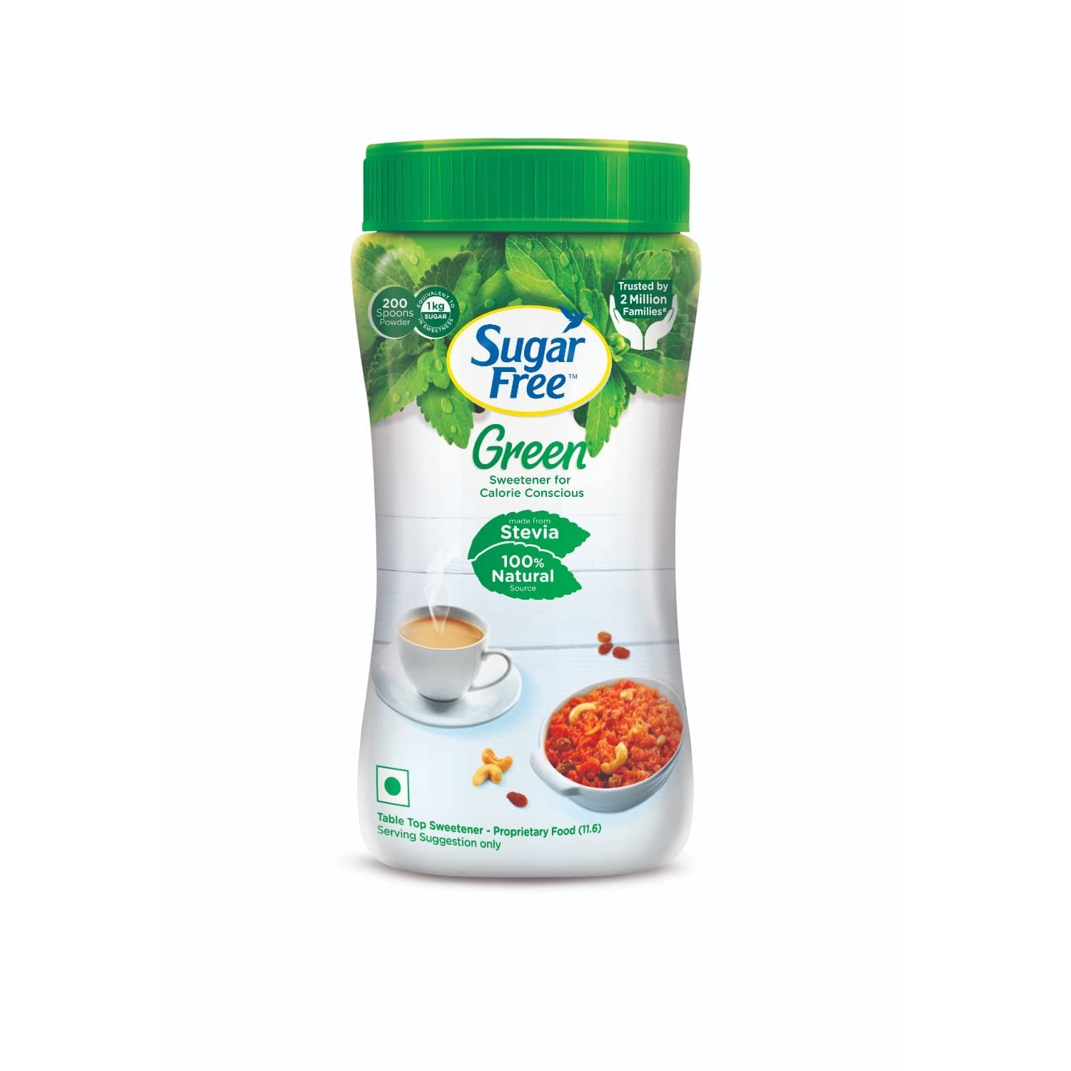 Sugar Free Green Stevia Jar 200 g Pack of 1 | 100% Plant-Based Natural Zero Calorie Sweetener for Beverages Baking and Desserts