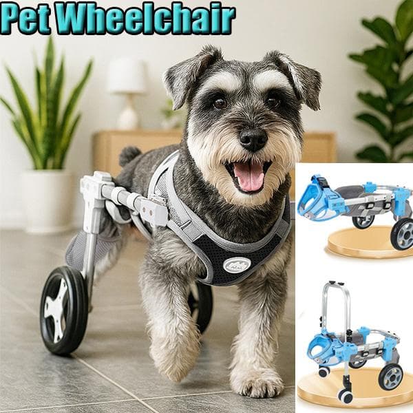 Pet Support Wheelchair Retractable Lightweight Wheelchair for Cats and Dogs Support Cart Rear Leg Brace black