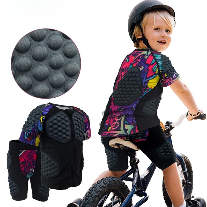 2Pcs/Set Kids Youth Padded Protective Compression Short/Long Sleeve Shirt Hip Pad Shorts for Football Basketball Snowboarding yellow