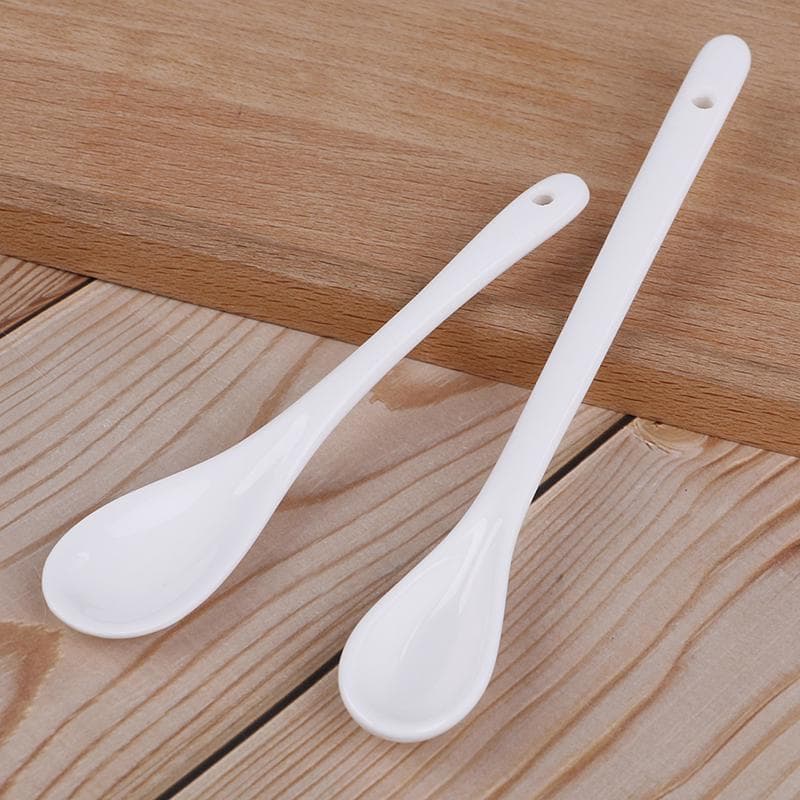 Ceramic Spoons Long-Short White Porcelain Coffee Soup Sugar Tea Dessert Cutlery ADM