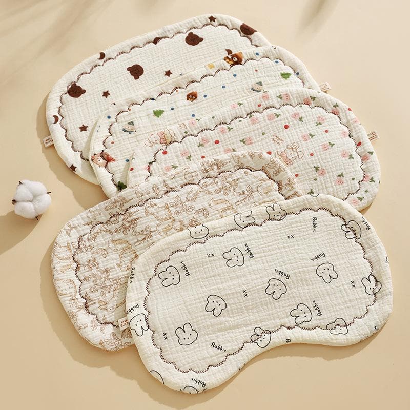 Baby Pillow Baby Cloud Sheet Pillow Pad 0-6 Months Newborn Anti-Spitting Milk Pure Cotton Gauze Flat Pillow Towel Newborn 40cm
