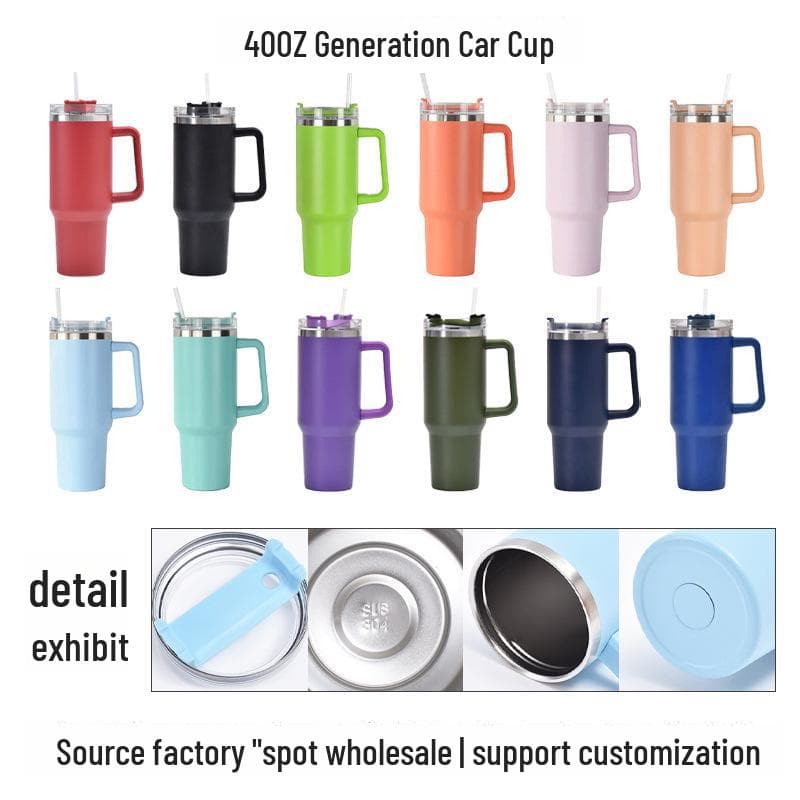 40oz Stainless Steel Travel Cup with Handle & Straw - Insulated for Hot & Cold Drinks, Customizable rose red