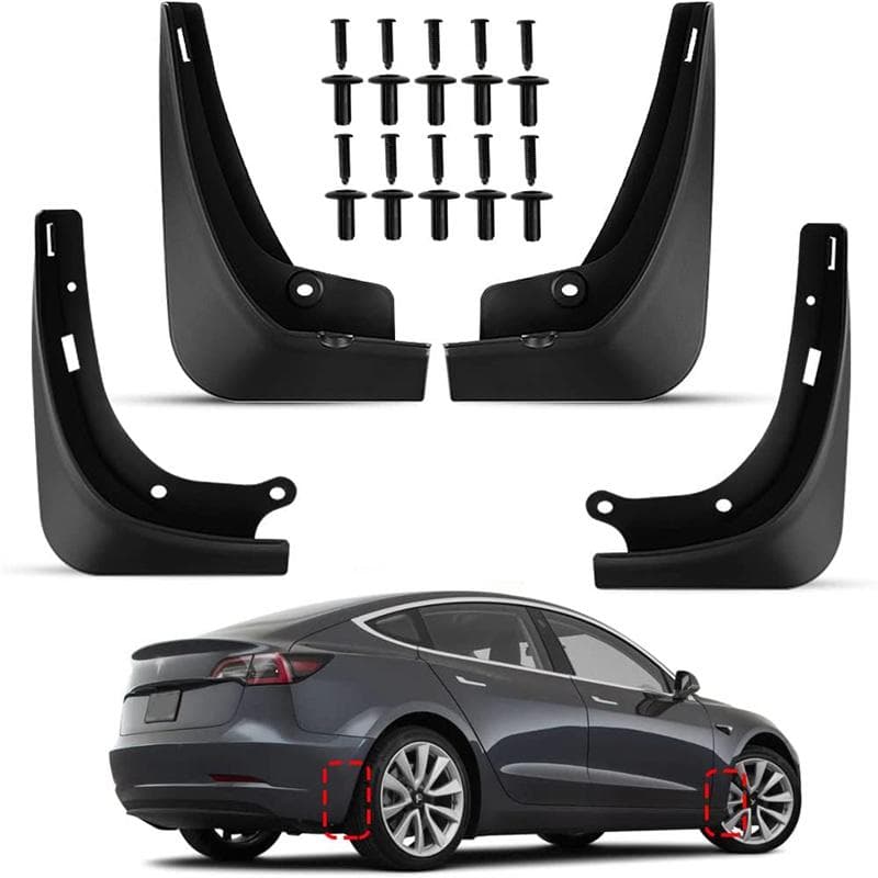 4Pcs Car Mud Flaps For Tesla Model 3 Model Installation Free Y Mudguards Splash Guards Fender Front Rear Wheel Mudguard white