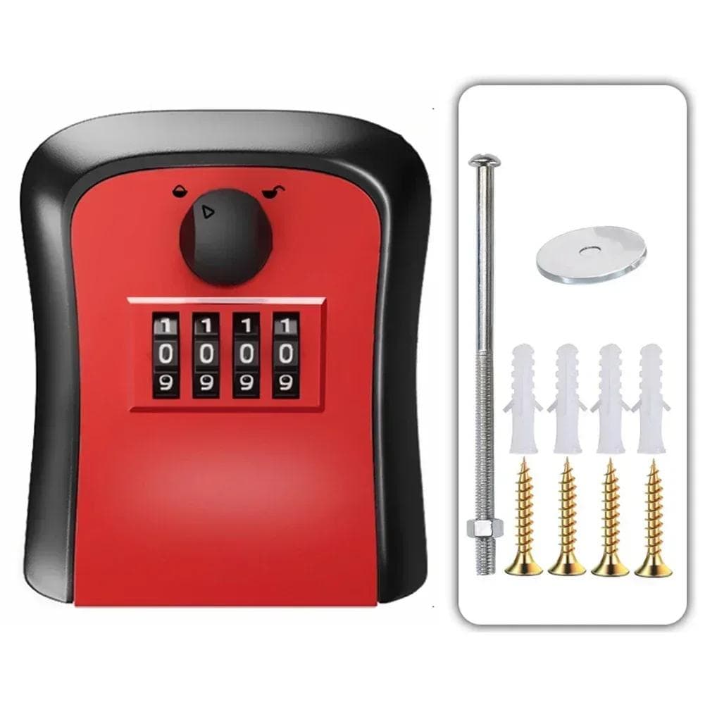 1PC Lock Key Storage Box Wall Mount Outdoor Lock Box for House Keys Key Safe with Combination Lock 5 Key Capacity red
