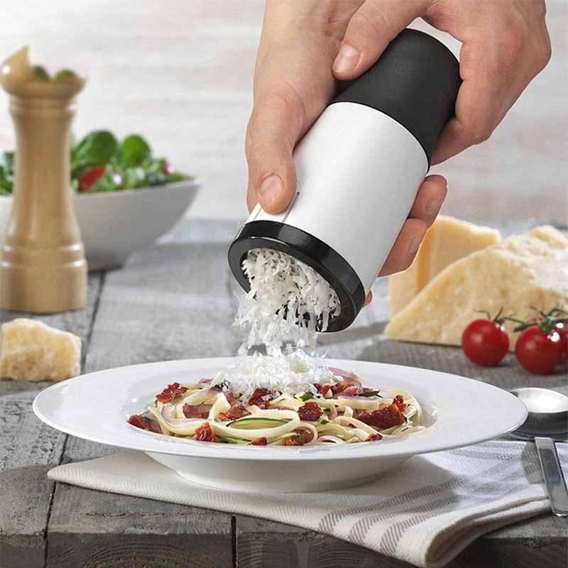 Cheese Grater Kitchen Gadgets Chocolate Grater Butter Food Mill Cheese Grater Slicer Cooking Seasoning Tool Abs+Stainless Steel white
