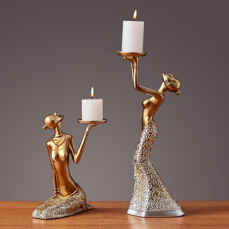 Nordic Romantic Resin Girl Candle Holder – Creative Dining Table & Home Decor