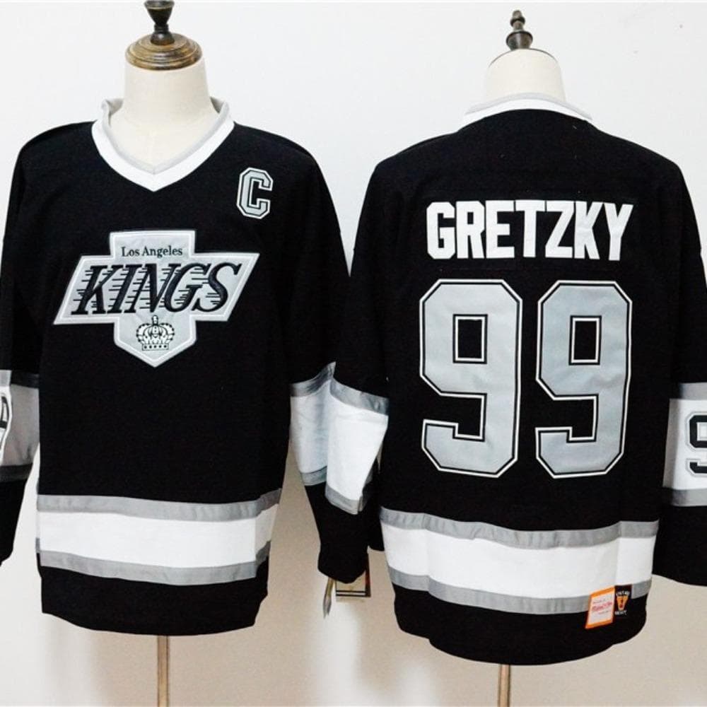 GLYDE Men's Wayne Gretzky Black LA Kings 1992/93 Power Play Player Jersey Size 99 NHL Long Sleeve 3d Printed Quick-drying Tops cm