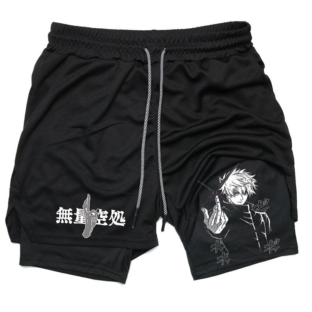 Anime Compression Shorts Summer Sportswear Men GYM 2 In 1 Training Workout Male Fitness Sport Shorts cm