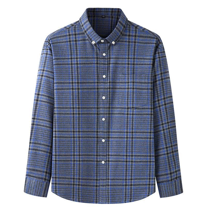 Men 'S Casual Loose All -Match Plaid Long -Sleeved Shirt Men cm