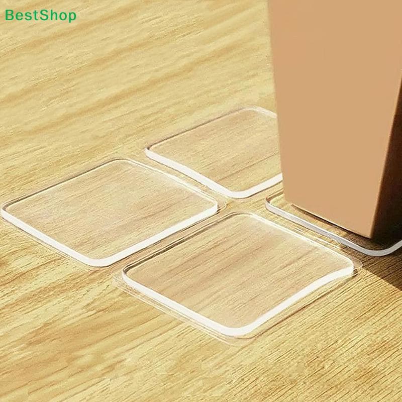 Clear Silicone Furniture Foot Pads - Non-Slip Floor Protectors For Cabinets/Sofas (Square Shape)