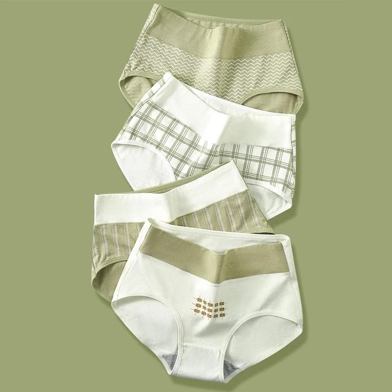 High Waist 4Pcs/Set Cotton Panties Women Underwear Briefs Female Lingerie Plus Size M-5XL cm