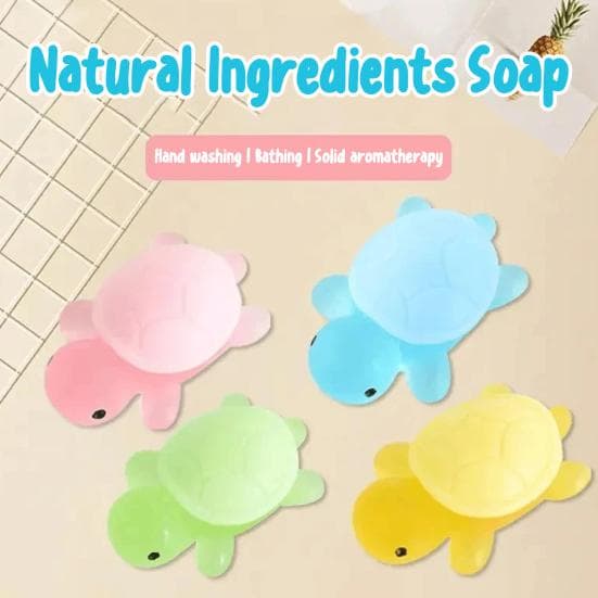 4Pcs Handmade Essential Oil Soap for Kids Natural Ingredients Moisturizing Soap Cute Mini Turtle Shape Handcrafted Fragrance Soap Home Hygiene Gift bl