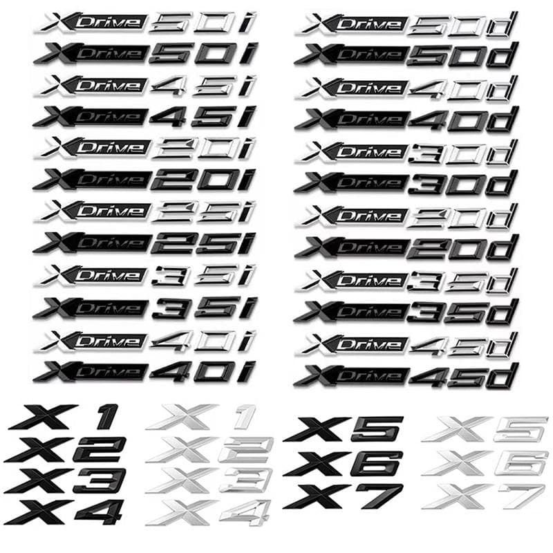 3D Xdrive 20d 30d 35d 40d 50d 20i 25i 30i Car Fender Emblem Trunk Badge Sticker For X1 X3 X4 X5 X6 X7 Logo Accessories black