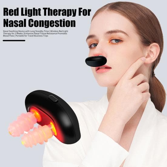 Red Light Nasal Therapy Device Sinus Relief Rhinitis Symptoms Soothing USB Rechargeable Portable Travel Infrared Nose Soothing Instrument black