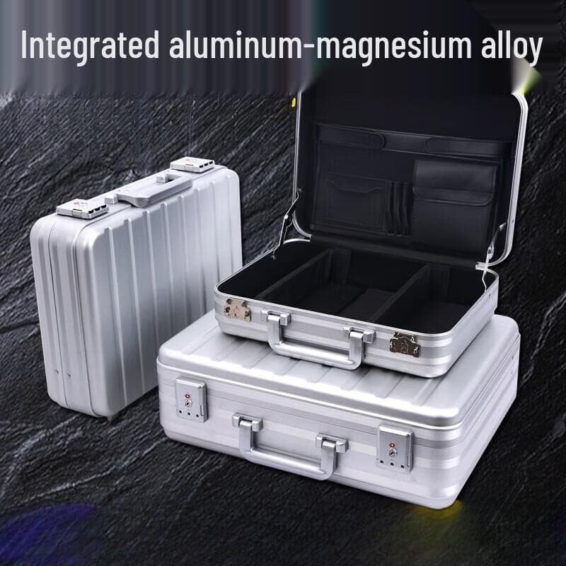 Aluminum-Magnesium Alloy Briefcase with Password Lock silver