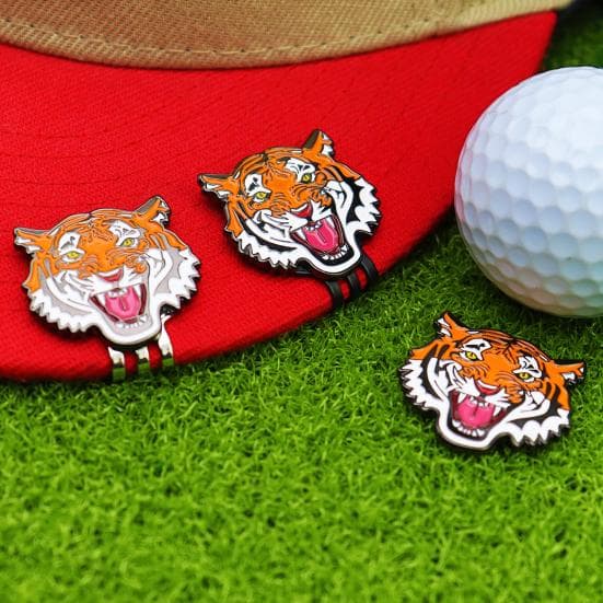 Tiger Golf Ball Marker with Hat Clip Magnetic Metal Golf Ball Marker golden