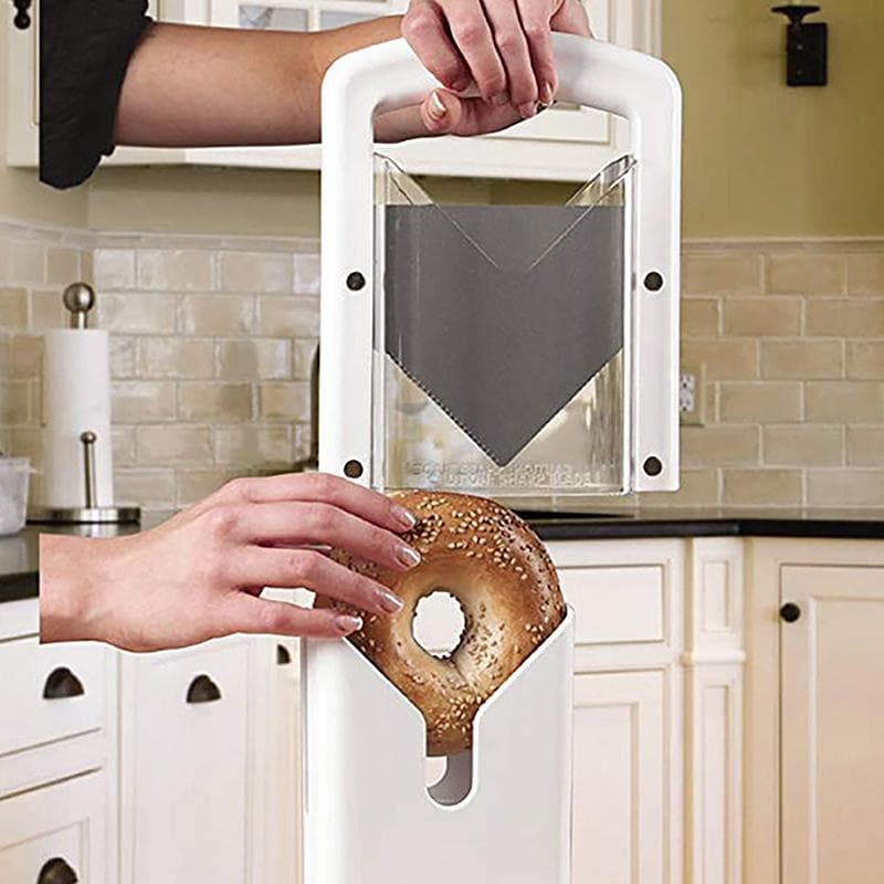 Original Bagel Guillotine Universal Slicer With Stainless Steel Blade Bread Cake Buns Toast Cutter Kitchen Accessories red