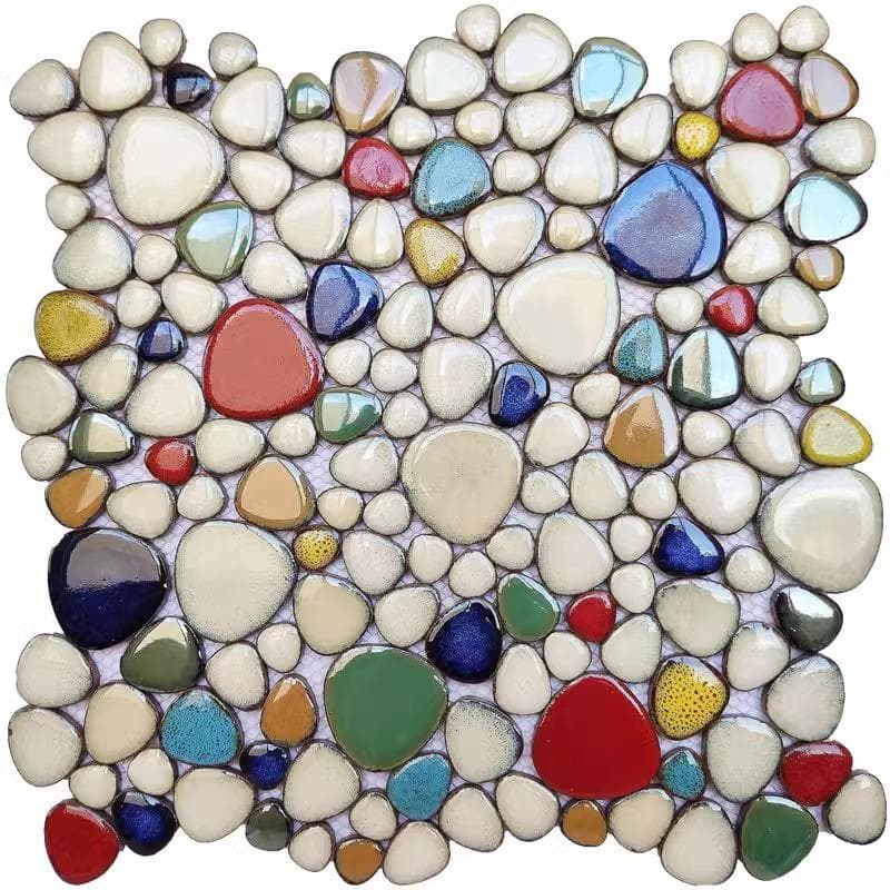 1Piece 30X30cm Ceramic Pebble Mosaic Tiles Spa Pools Fish Ponds Bathrooms AntiSkid WearResistant Floor Wall Decor Tile Sheet