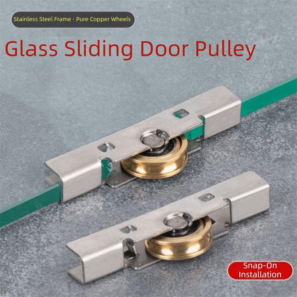Door Track Stainless Steel Glass Door Pulleys Roller Track Wheel Window Pulleys Glass Sliding Door Pulley Frameless