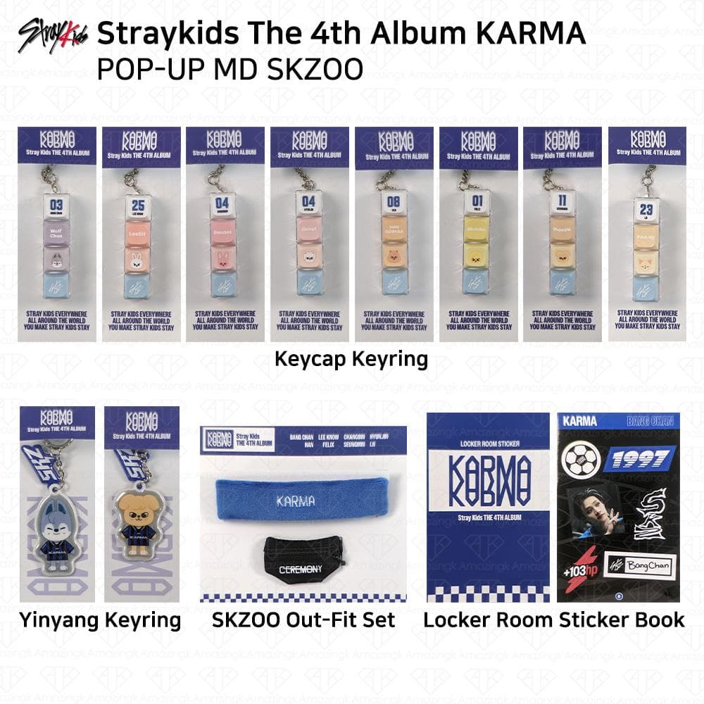 Stray Kids The 4th Album Karma POP-UP MD Keycap Yinyang Keyring Outfit Set cm