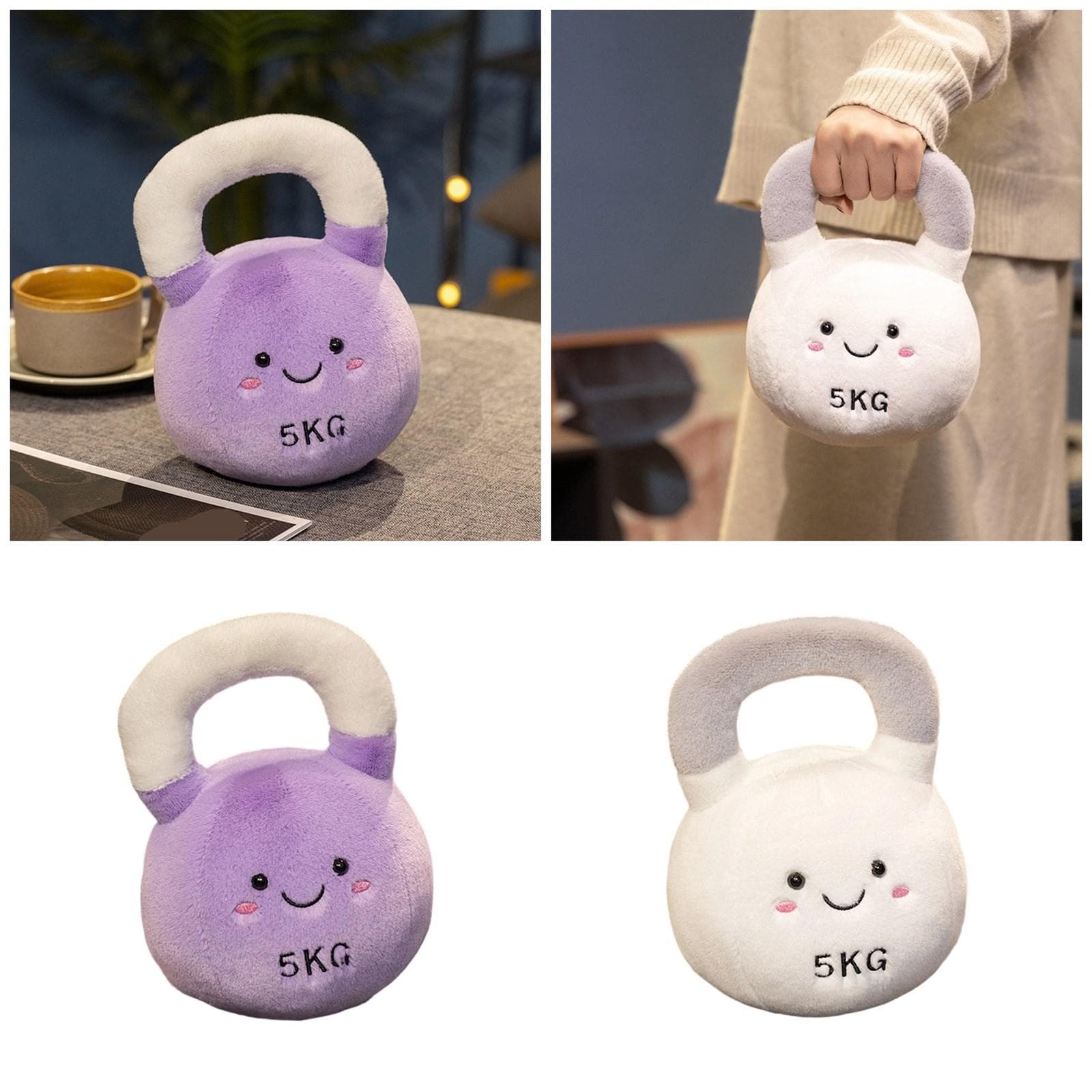 Soft Plush Kettlebell Shape Throw Pillow Toy For Newborns Infant Sensory Development Safe Gift purple