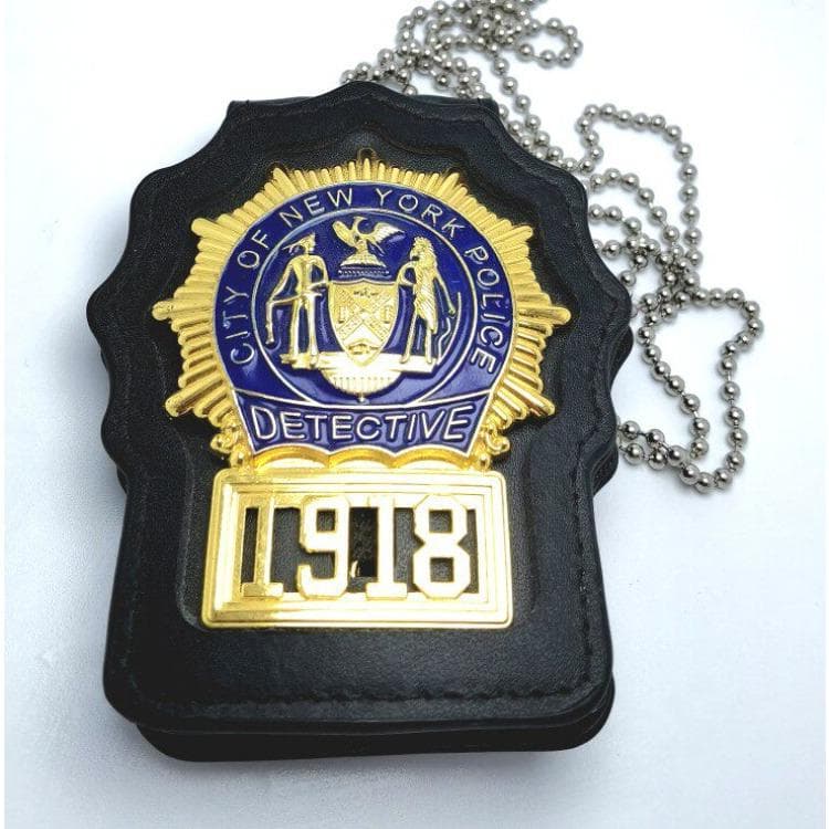 New York Police Department NYPD badge and inlaid leather case