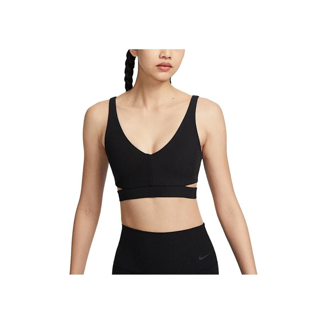 Nike Zenvy Dri-Fit Rib Fashion Skin-Friendly Breathable Comfortable Sports Underwear Women Underwear Black HF5379-010 cm